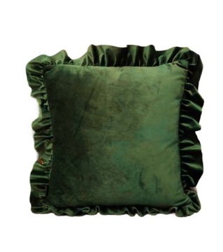 POSZEWKA 40x40 cm WELUROWA VELVET FALBANA ZIELONA