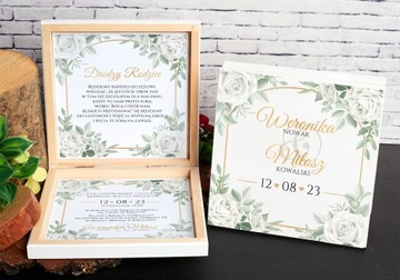 PUDEŁKO DREWNIANE ZAPROSZENIE PROŚBA DLA RODZICÓW NA ŚLUB WESELE BIAŁE Z2