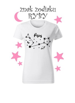 Koszulka T-shirt Biała znak zodiaku RYBY rozmiar XL