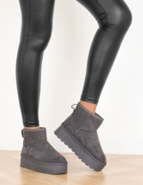 ŚNIEGOWCE SZARE OCIEPLANE BOTKI NA PLATFORMIE 38