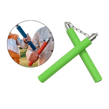 Nunczaki treningowe z pianki Wygodny uchwyt ze sznurkiem Nunchakus w kolorze chińskiej zieleni