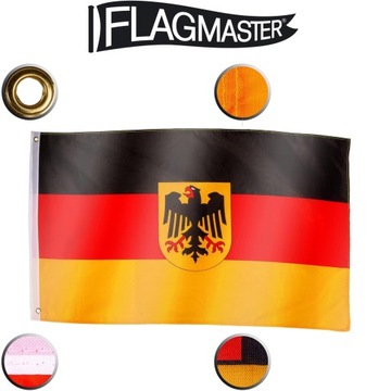 НЕМЕЦКИЙ ФЛАГ С ЭМБЛЕМОЙ 120х80 СМ НА МАЧТЕ, ГЕРМАНИЯ