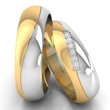 DWUKOLOROWA OBRĄCZKA ZŁOTO 585 BIAŁE PÓŁOKRĄGŁA