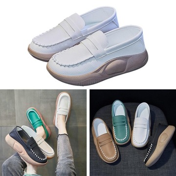 Damskie buty na co dzień Lekkie modne platformy Slip On Sneaker Beżowy 37