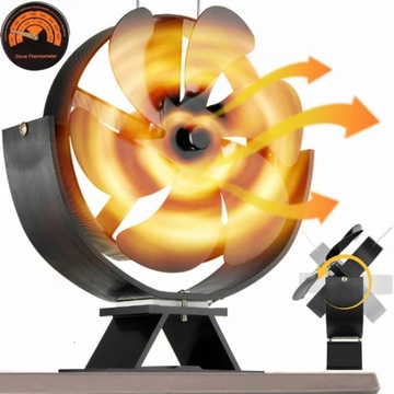 Wentylator Kominkowy Wiatrak Termoelektryczny Zasilany Ciepłem Turbina Slim