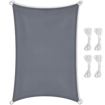 СОЛНЕЧНЫЙ ПАРУС, ВОДОНЕПРОНИЦАЕМЫЙ, САДОВАЯ ТЕНЬ, ПРЯМОУГОЛЬНИК, 3x2, СЕРЫЙ