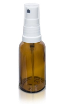 Butelka szklana brązowa 50ml z atomizerem białym
