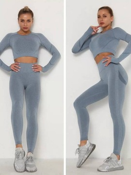 КОМПЛЕКТ ДЛЯ ФИТНЕСА ЙОГА СПОРТИВНЫЙ КОМПЛЕКТ ЛЕГГИНСЫ ТОП S