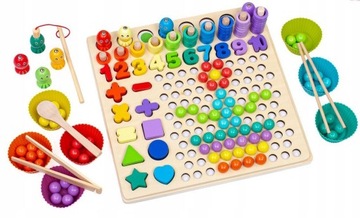 Головоломка Деревянные Блоки Шарики Рыбки Монтессори