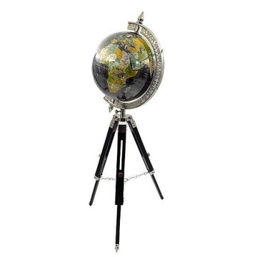CZARNY GLOBUS NA DREWNIANY TRÓJNÓG KOLONIALNY STYl