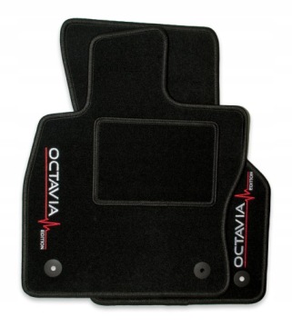 ЧЕРНЫЕ ВЕЛЮРОВЫЕ КОВРИКИ ДЛЯ SKODA OCTAVIA III (2013-2020) + ВЫШИВКА