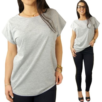 BLUZKA BAWEŁNIANA TSHIRT GŁADKA z KIESZONKĄ, L
