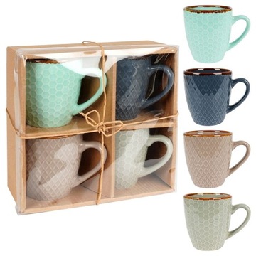 ZESTAW KUBKÓW NA PREZENT KUBEK CERAMICZNY 4 SZTUKI 250ML ORION