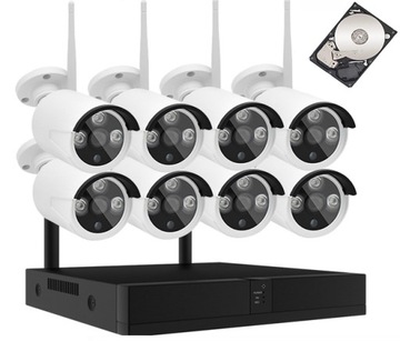 ZESTAW 8 kamer WiFi bezprzewodowych 5 MPX dysk 3TB