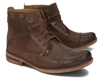 BUTY MĘSKIE SZTYBLETY OCIEPLANE SKÓRA 812 BRĄZ 42