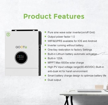 6,2 кВт, 230 В, солнечный инвертор, 6500 Вт, гибридный, 6 кВт, автономные аккумуляторные батареи, 48 В постоянного тока