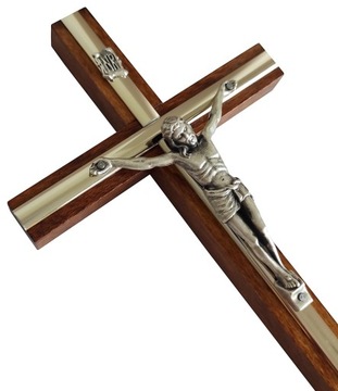 PIĘKNY DREWNIANY KRZYŻ WISZĄCY NA ŚCIANĘ 20 cm C