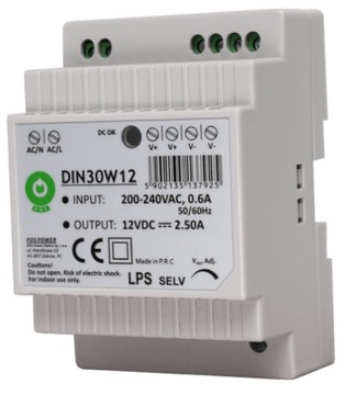 Zasilacz LED Pos DIN30W12 na szynę 30 W 12 V DIN do taśm LED 12V 30W 2.5A