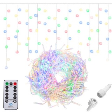 KURTYNA ŚWIETLNA SOPLE 300 LED ZEW/WEW Z PILOTEM