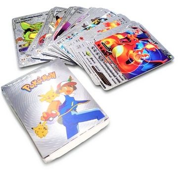KARTY POKEMON SREBRNE 25 szt zapakowane plastikowe