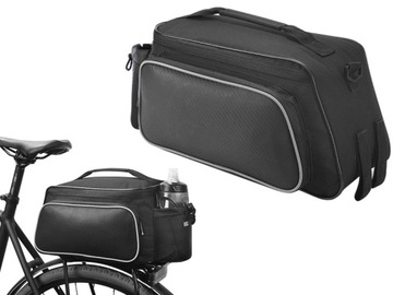 SAKWA ROWEROWA NA BAGAŻNIK TORBA NA ROWER 10L CZARNA + PASEK NA RAMIĘ