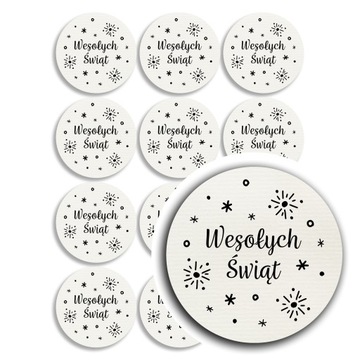 24x naklejki świąteczne wesołych świąt na Boże Narodzenie ecru gwiazdy 35mm