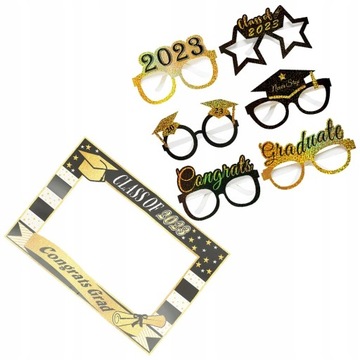 Graduation Paper Glasses Hat Decor Party Eyewear