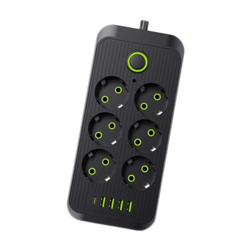 Listwa zasilająca, adapter EU, z 4 portami USB, przenośny adapter wtykowy Desktop Czarny 6