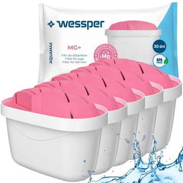 5x Filtr do dzbanek filtrujący szklany Wessper - magnezowy aquamax MG+