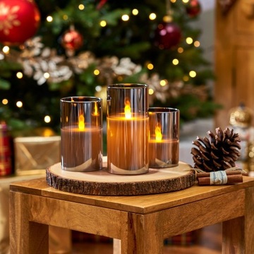 3 СВЕЧИ, ДЕКОРАТИВНЫЕ СВЕЧИ СВЕТОДИОДНЫЕ, ДЫМЧАТОЕ СТЕКЛО, ДЕКОРАТИВНЫЕ, ДЕКОРАТИВНЫЕ РОЖДЕСТВЕНСКИЕ СВЕЧИ