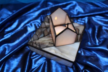 Витражный подсвечник темное кладбище Хэллоуин b2