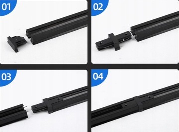 Рельсовое освещение, 1 м рельс, 4 светодиодных прожектора GU10