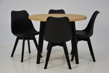 Stół okrągły 100cm i 4 krzesła w stylu nowoczesnym