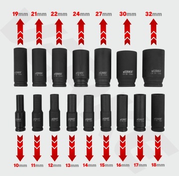 НАБОР УДАРНЫХ ГОЛОВОК 1/2 ДЛИНЫ ТОРЦОВЫЕ КЛЮЧИ 10-32