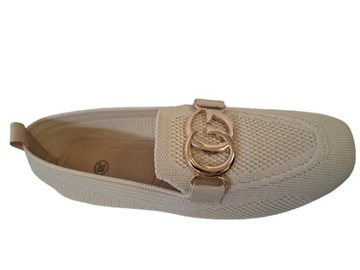 МОКАСИНЫ С ЗОЛОТЫМ ОТДЕЛЕНИЕМ 2811 БЕЖЕВЫЙ РАЗМЕР. 41