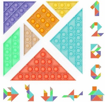 TANGRAM UKŁADANKA KLOCKI PUZLLE POP IT FIDGET TOYS TETRIS DLA MAŁYCH DZIECI