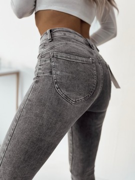 Jeansy spodnie damskie wyszczuplające modelujące push up -5KG SZARE S/36