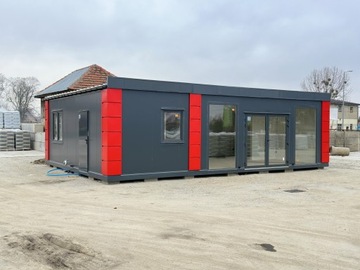 BUDYNEK OBIEKT Z PŁYTY WARSTWOWEJ | BIUROWO HANDLOWY | 6 POMIESZCZEŃ – 63m2