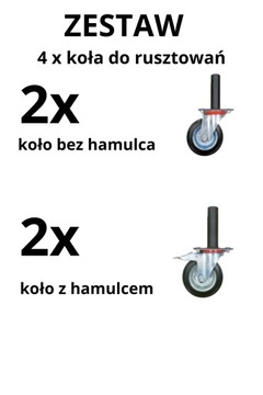 Koła Kółka z podstawą rusztowanie 160 rusztowań Zestaw 4 szt