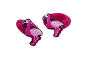-MARGUT- Komplet gumek frotek z flamingiem fuksja