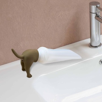 Крышка от зубной пасты Pooping Dog Дозатор для зубной пасты с шляпой Уникальный трюк коричневого цвета