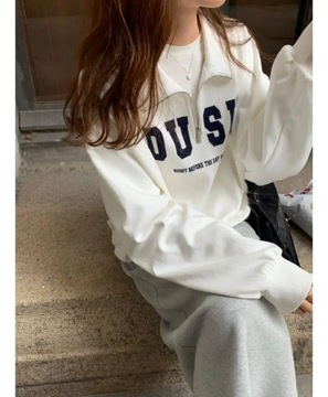 Sweatshirts Women Letter American Retro Simple Zip