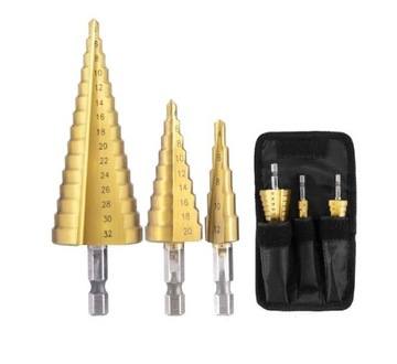ZESTAW WIERTEŁ STOPNIOWYCH DO METALU HEX 4-32 MM #