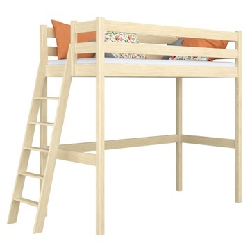 Łóżko na antresoli N02 sosna bezbarwna 90x180