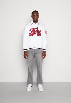 FUBU BLUZA MĘSKA Z KAPTUREM BIAŁA VARSITY HEAVY L