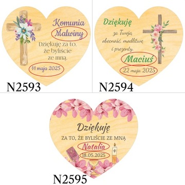 Podziękowania dla gości KOMUNIA na CHRZEST I ROCZEK URODZINY magnes 10 szt.