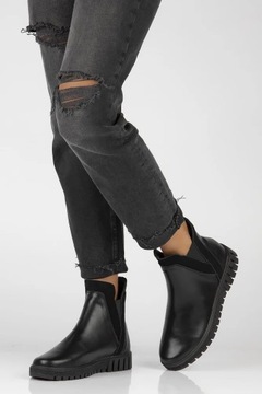 Buty damskie botki skórzane płaskie Filippo czarne r.40