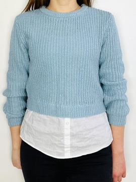 Sweter + koszulowa wstawka XS 34 H&M