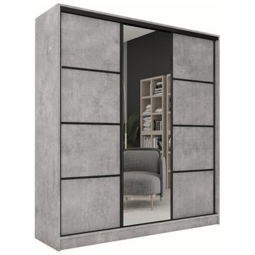 Szafa przesuwna z lustrem 180 cm LOFT Beton drążek