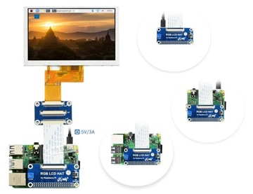 Экран DPI — LCD IPS 5 дюймов 800x480 пикселей для Raspberry Pi